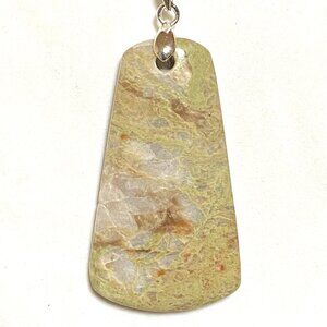 Natural Earthy Gogunjula Jasper Pendant, Large Genuine Green Gemstone Pendant